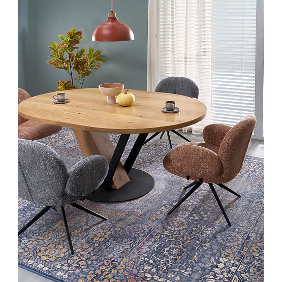 FANIS okrągły rozkładany stół, naturalny / czarny (3p=1szt)