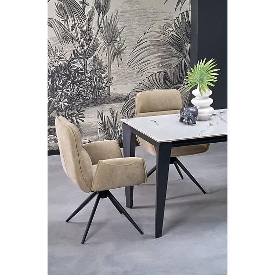 FELIX rozkładany stół, blat - biały marmur, nogi - czarne (2p=1ks)