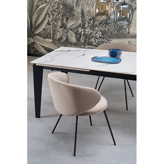 FELIX rozkładany stół, blat - biały marmur, nogi - czarne (2p=1ks)