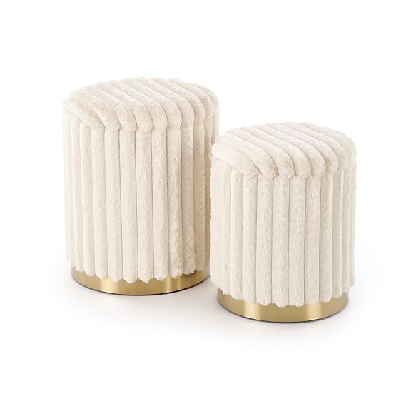 FIDO zestaw 2 pufów, kremowy / złoty (1p=1zestaw)