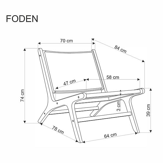 FODEN fotel relaksacyjny, czarny / naturalny (1p=1szt)