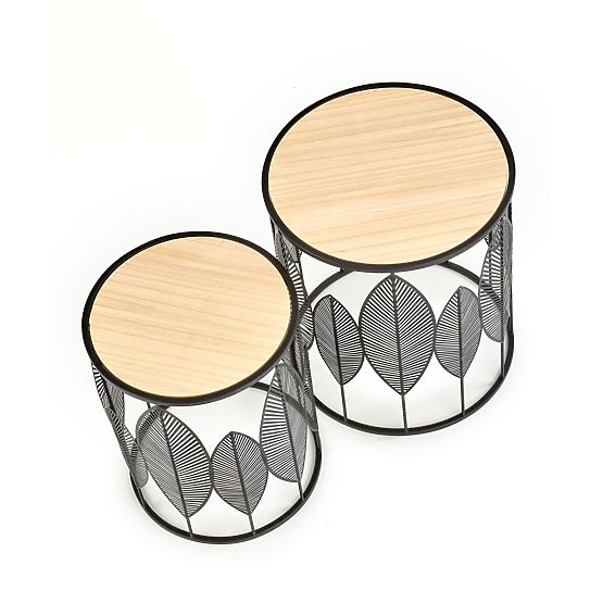 FOLLA zestaw 2 ławek czarny / naturalny (1p=1szt)