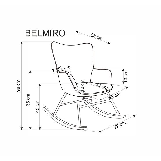 Fotel bujany BELMIRO - szary sztruks