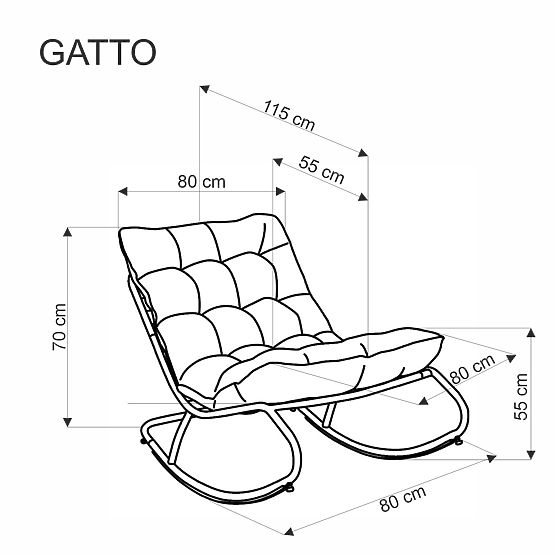 Fotel bujany GATTO - szary