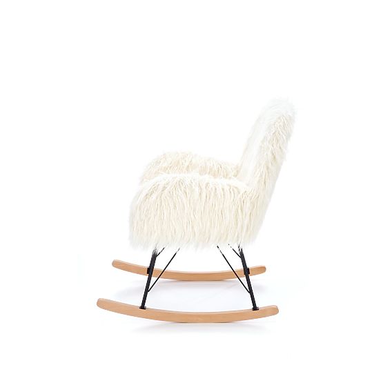 Fotel bujany ze sztucznego futra AUSTIN - kremowy