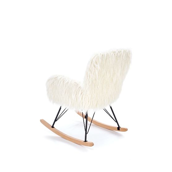 Fotel bujany ze sztucznego futra AUSTIN - kremowy