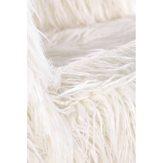 Fotel bujany ze sztucznego futra AUSTIN - kremowy