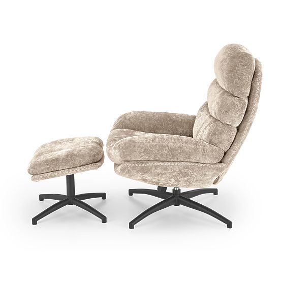 Fotel relaksacyjny DARIO z podnóżkiem i funkcją bujania, beżowy (1p=1szt)