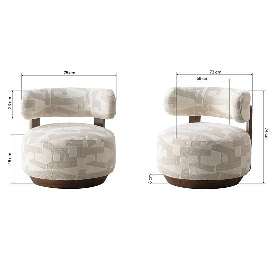 Fotel relaksacyjny Dolce, zaokrąglone kształty, beżowy/kremowy, orzech