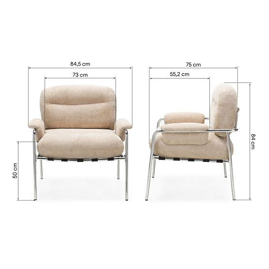 Fotel relaksacyjny Inverno beżowy, chromowany