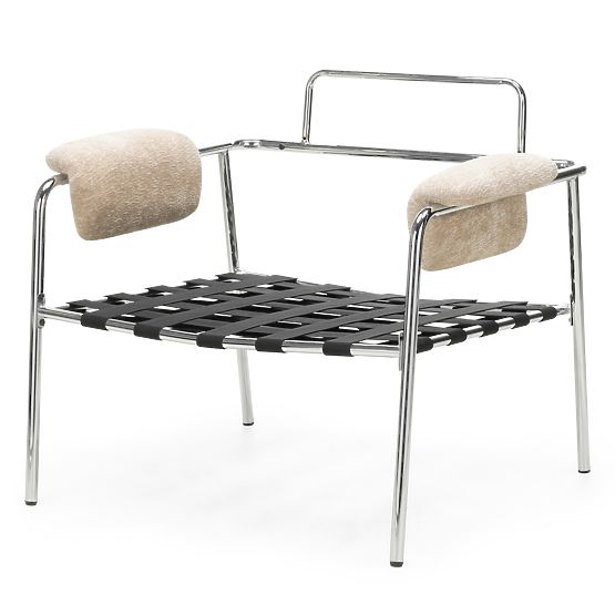 Fotel relaksacyjny Inverno beżowy, chromowany