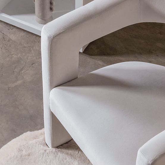 Fotel relaksacyjny Lory, aksamit, jasnobeżowy