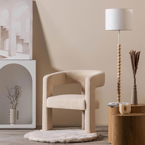 Fotel relaksacyjny Lory, boucle, beżowy