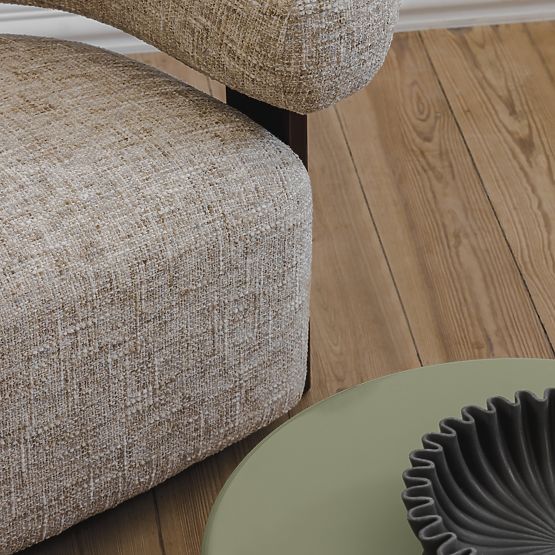 Fotel relaksacyjny Maribel beżowo-szary/orzech, zaokrąglony kształt