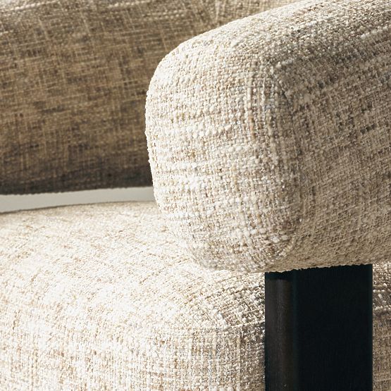 Fotel relaksacyjny Maribel beżowo-szary/orzech, zaokrąglony kształt