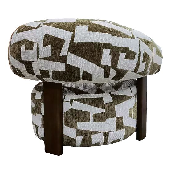 Fotel relaksacyjny Maribel oliwkowo-kremowy/orzech, zaokrąglone kształty