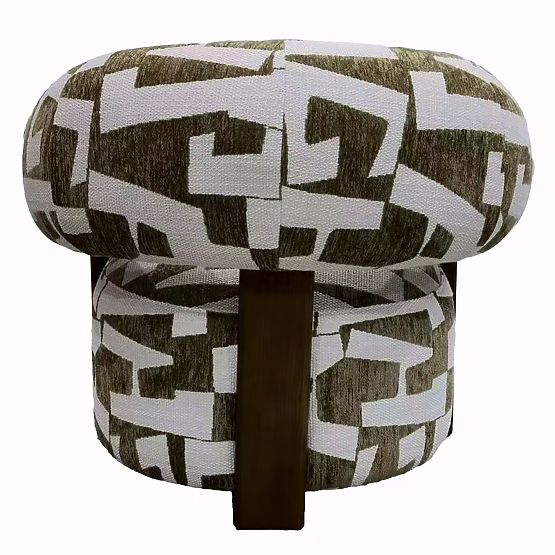 Fotel relaksacyjny Maribel oliwkowo-kremowy/orzech, zaokrąglone kształty