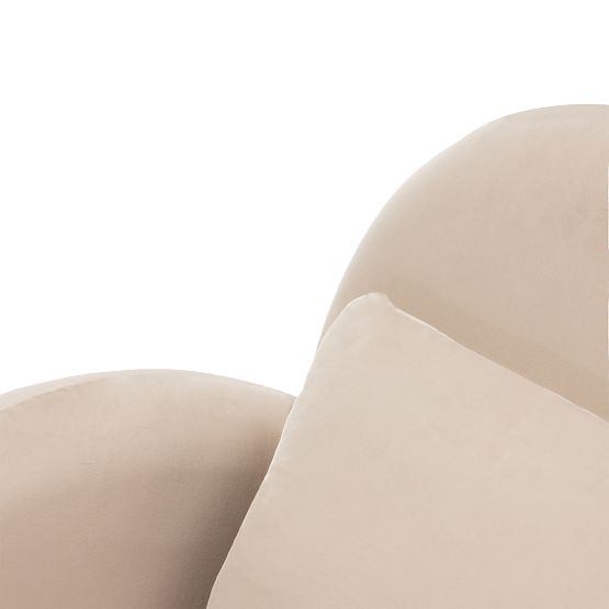 Fotel relaksacyjny Rainbow jasnobeżowy, aksamitny, zaokrąglony