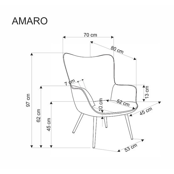 Fotel tapicerowany AMARO - szary