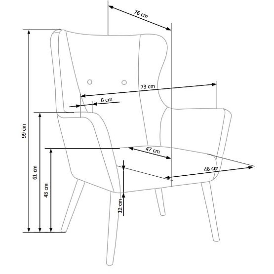 Fotel tapicerowany COTTO - ciemnoszary