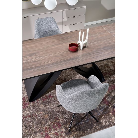 HILARIO stół rozkładany, blat - orzechowy, nogi - czarne (3p=1ks)