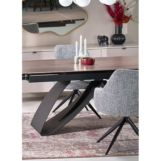 HILARIO stół rozkładany, blat - orzechowy, nogi - czarne (3p=1ks)