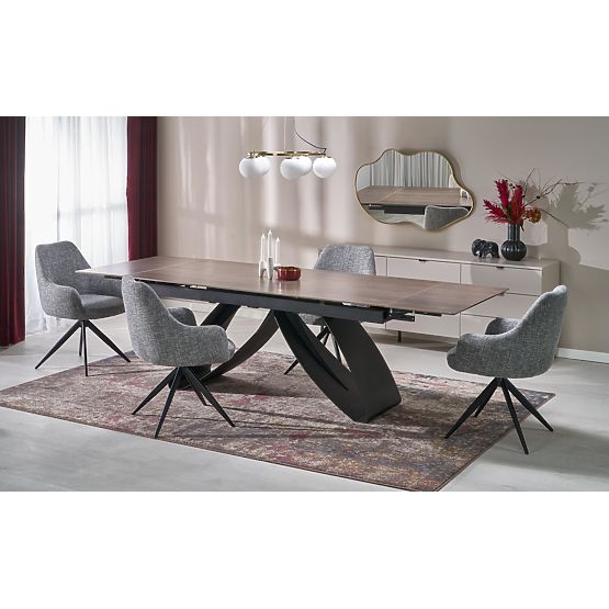 HILARIO stół rozkładany, blat - orzechowy, nogi - czarne (3p=1ks)