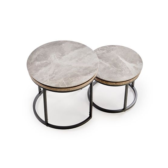 ITAKA zestaw 2 ław, popielaty marmur / grafitowy (1p=1szt)