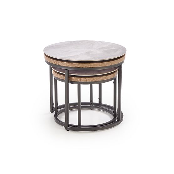 ITAKA zestaw 2 ław, popielaty marmur / grafitowy (1p=1szt)