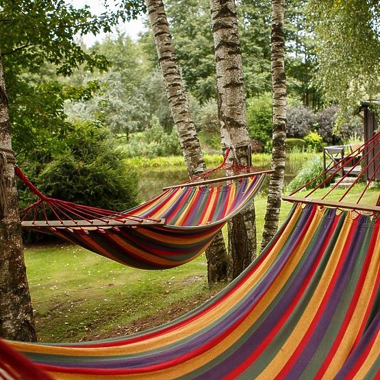 Jednoosobowy hamak z drążkiem 40cm 400257 Czerwony