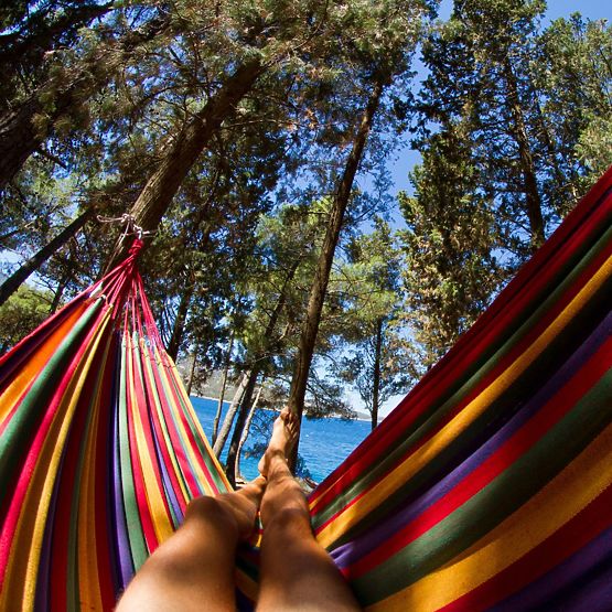 Jednoosobowy hamak z drążkiem 40cm 400257 Żółty