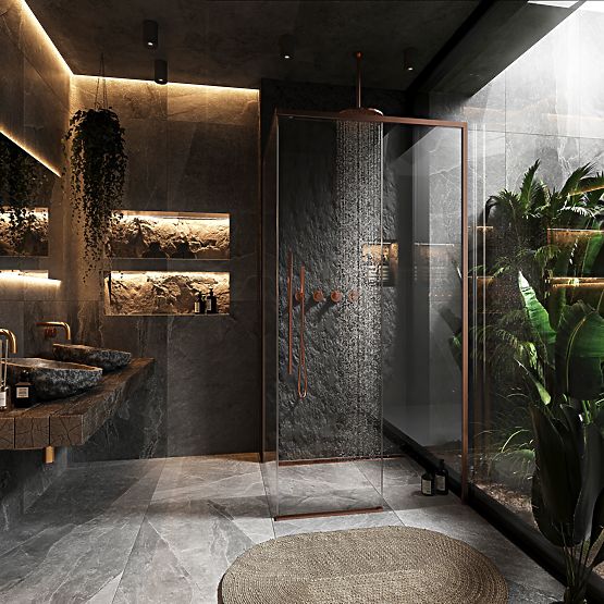 Kabina prysznicowa SOLAR Szczotkowana Miedź 90x90