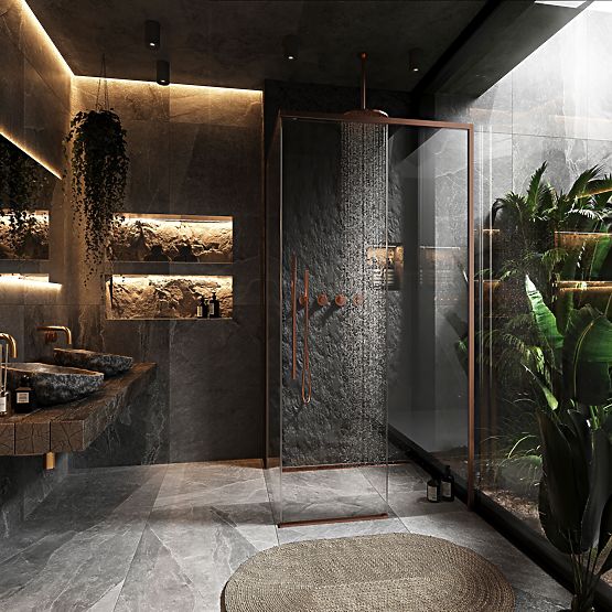 Kabina prysznicowa SOLAR Szczotkowana Miedź 90x90