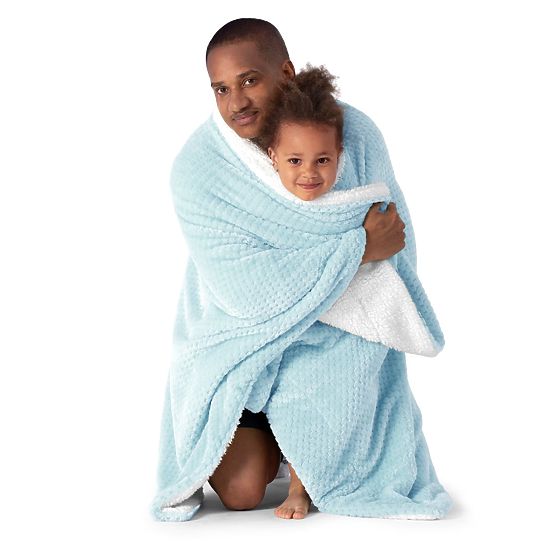 Koc SHLEEPY kolor jasnoniebieski wzór żakardowy styl klasyczny 70x150