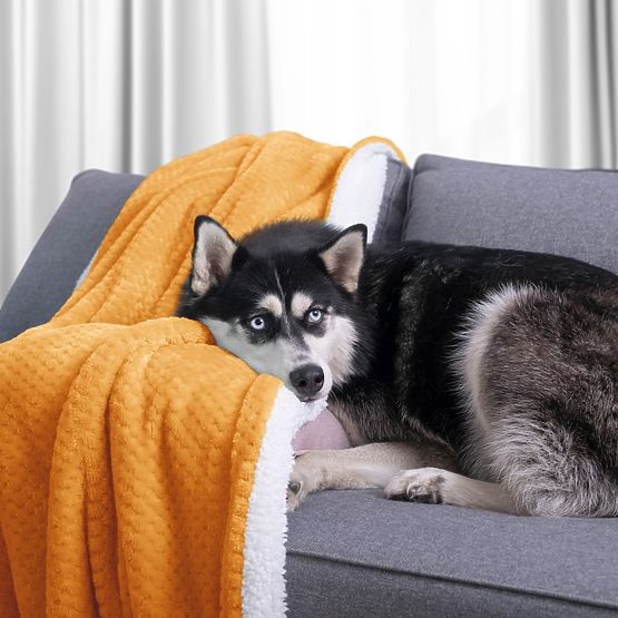 Koc SHLEEPY pomarańczowy żakardowy klasyczny styl 130x180