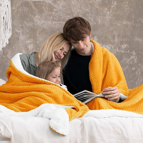 Koc SHLEEPY pomarańczowy żakardowy klasyczny styl 130x180