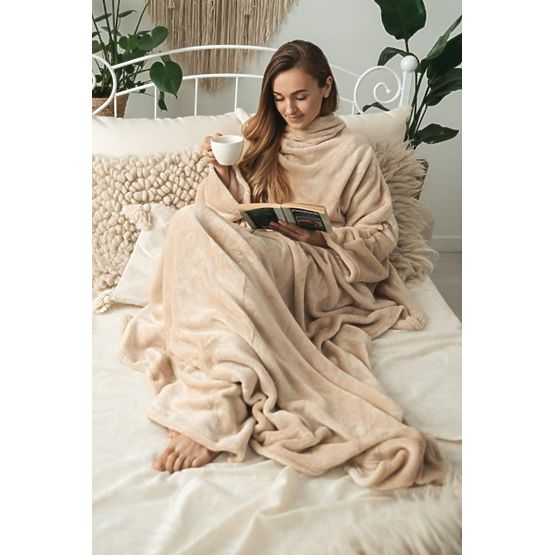 Kocyk CASHMERE TOUCH z rękawami - 150 x 210 cm (beżowy)