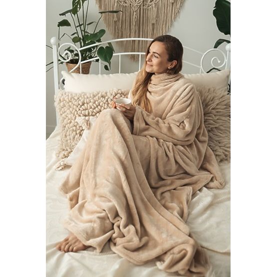 Kocyk CASHMERE TOUCH z rękawami - 150 x 210 cm (beżowy)