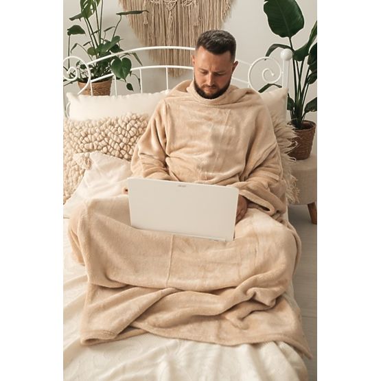 Kocyk CASHMERE TOUCH z rękawami - 150 x 210 cm (beżowy)