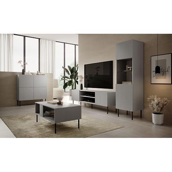 Komoda ASENSIO KM-2 jasnoszara, nogi: czarne (2p=1szt)