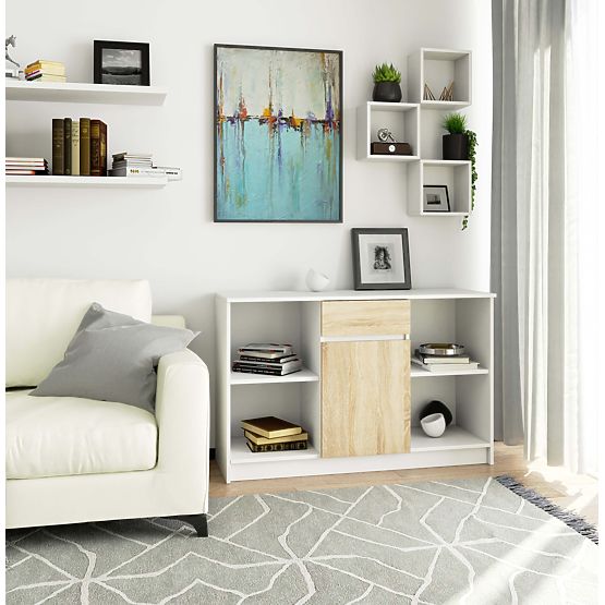 KOMODA B-17 120 cm 1 SZUFLADA 1 DRZWI PK BIAŁA / SONOMA