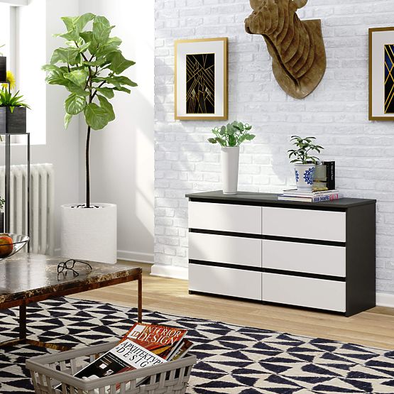 KOMODA CL100 6SZ SZARA / BIAŁA