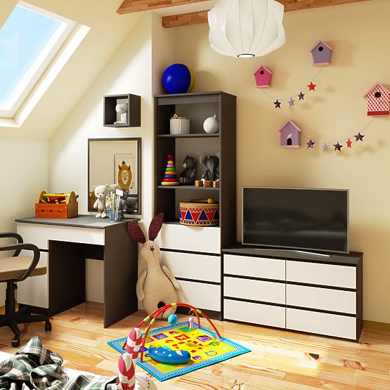 KOMODA CL100 6SZ SZARA / BIAŁA