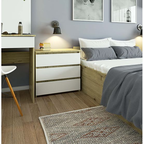 KOMODA CL3 3SZ CLP PK DĄB ARTISAN / BIAŁA