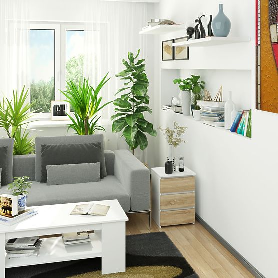 KOMODA CL3/40 PK BIAŁA / DĄB SONOMA