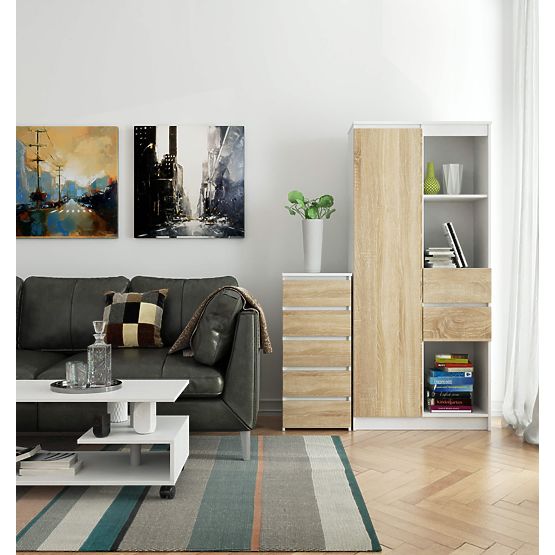 KOMODA CL5 PK BIAŁA / DĄB SONOMA