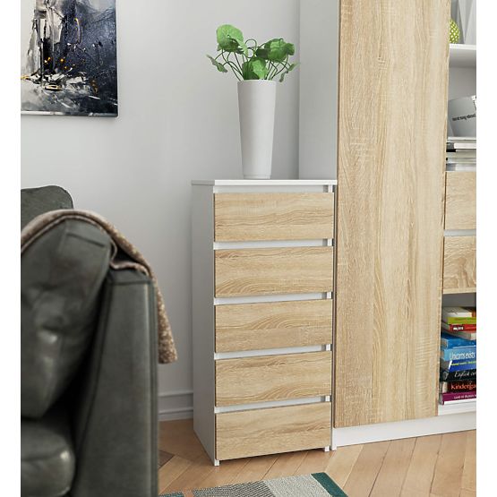 KOMODA CL5 PK BIAŁA / DĄB SONOMA