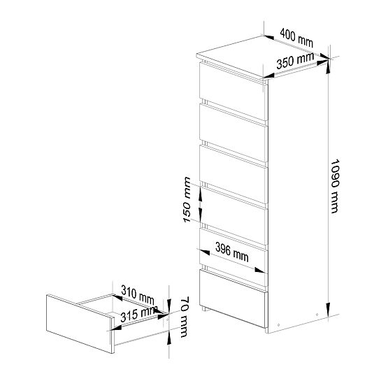KOMODA CL6 PK BIAŁA / SZARA