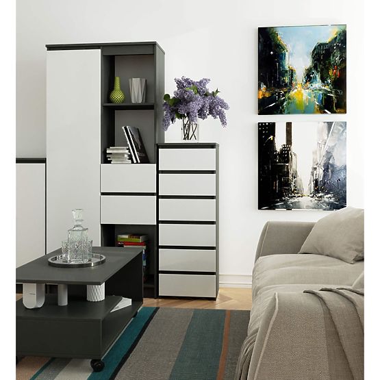 KOMODA CL6 PK GRAFIT SZARY / BIAŁY