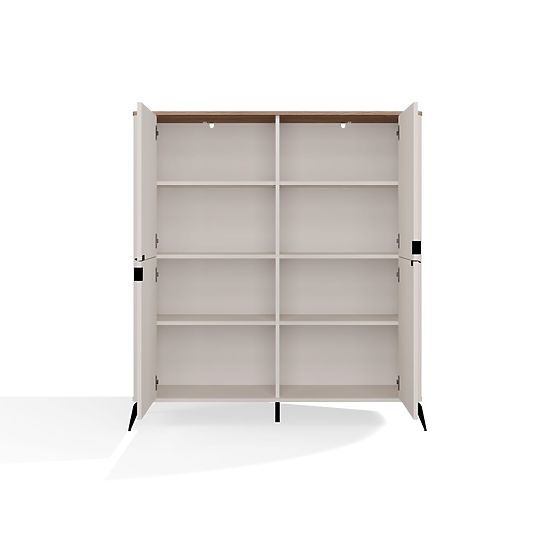 Komoda CORDOBA 4D Kaszmir Beżowy Dąb Castello Szafka 4 Drzwi 8 Półek Salon